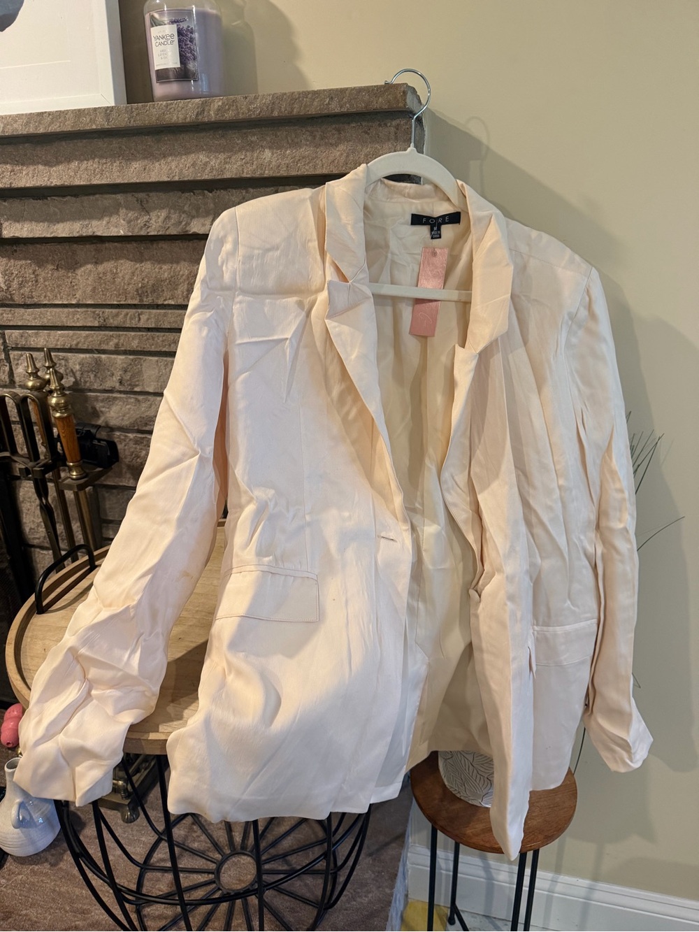 Forte Cream Pink Satin Blazer